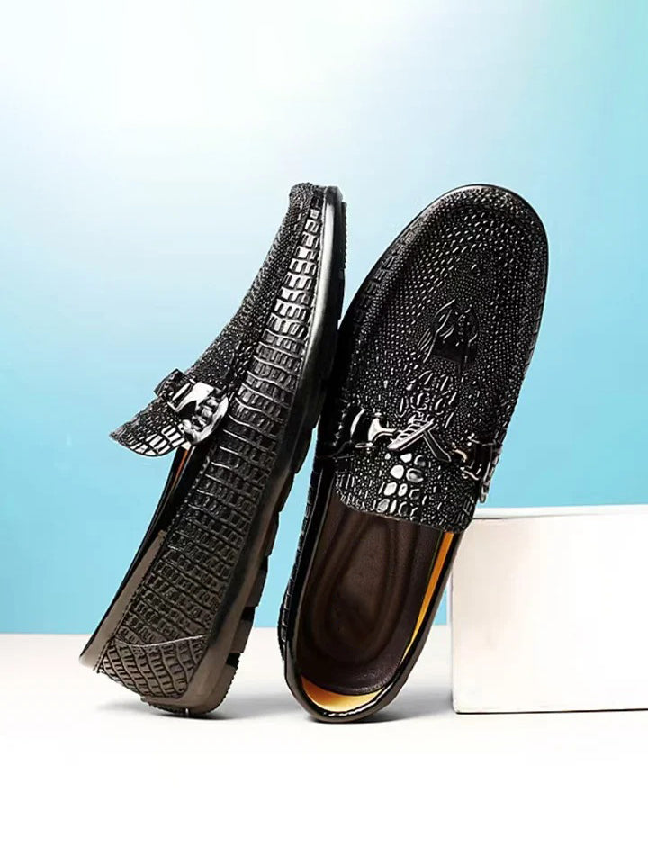 Men's Crocodile-Embossed Leather Loafers