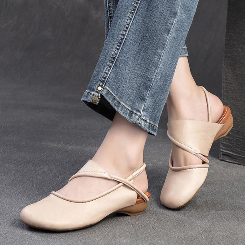 Ladies Soft Leather Slingback Mary Jane Flats