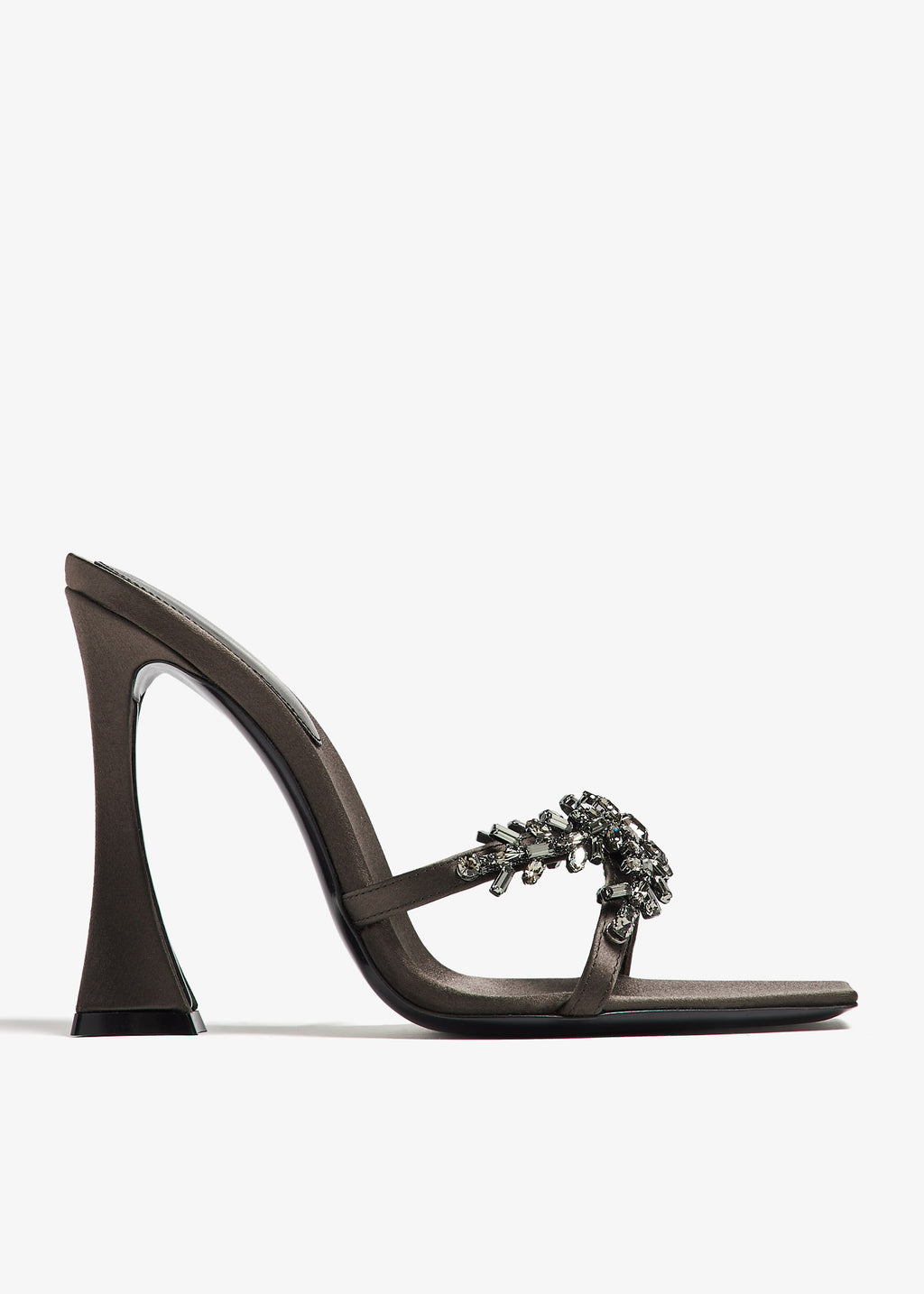 Ladies' Square-Toe Rhinestone High Heel Slides