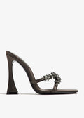 Ladies' Square-Toe Rhinestone High Heel Slides