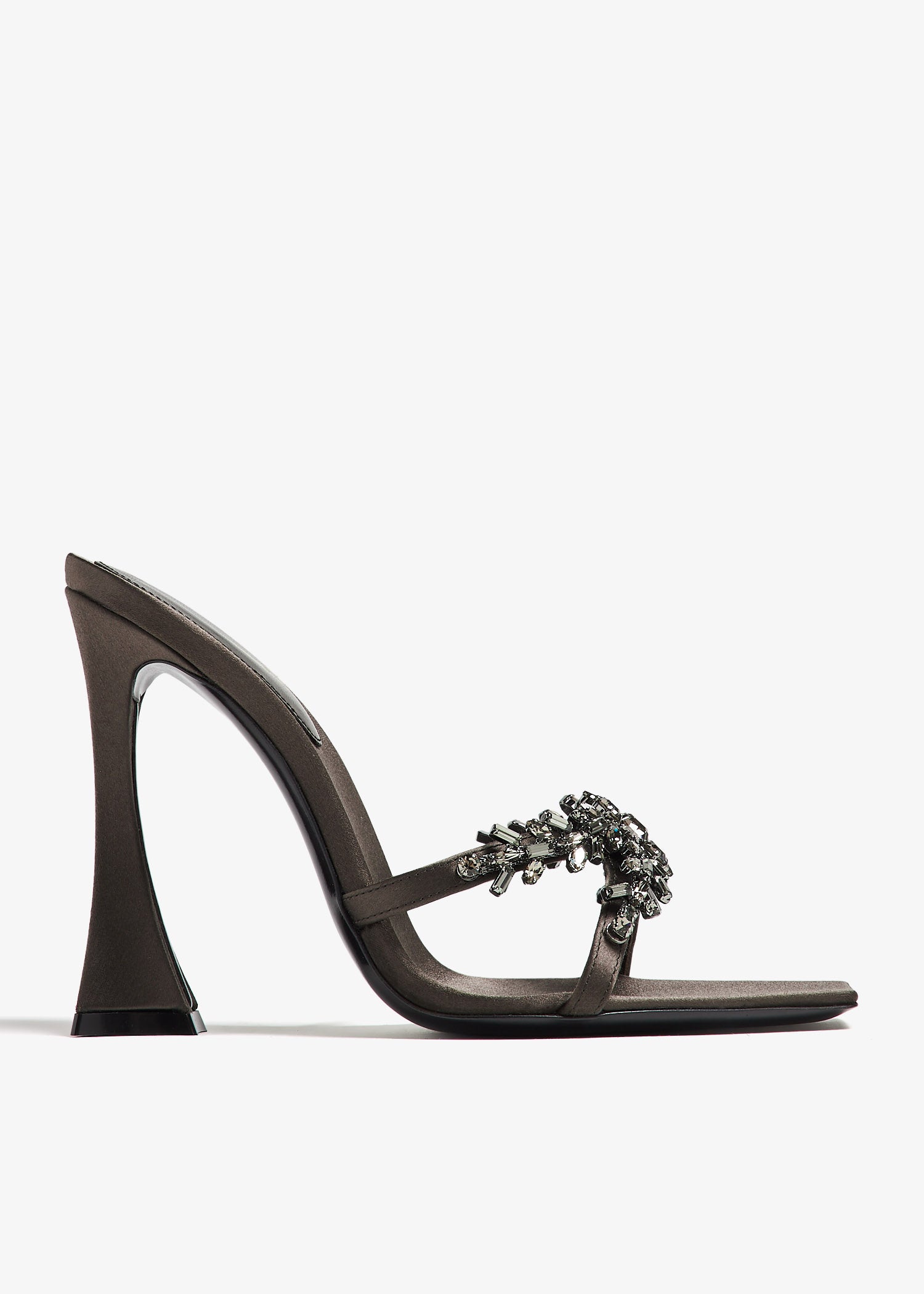Ladies' Square-Toe Rhinestone High Heel Slides