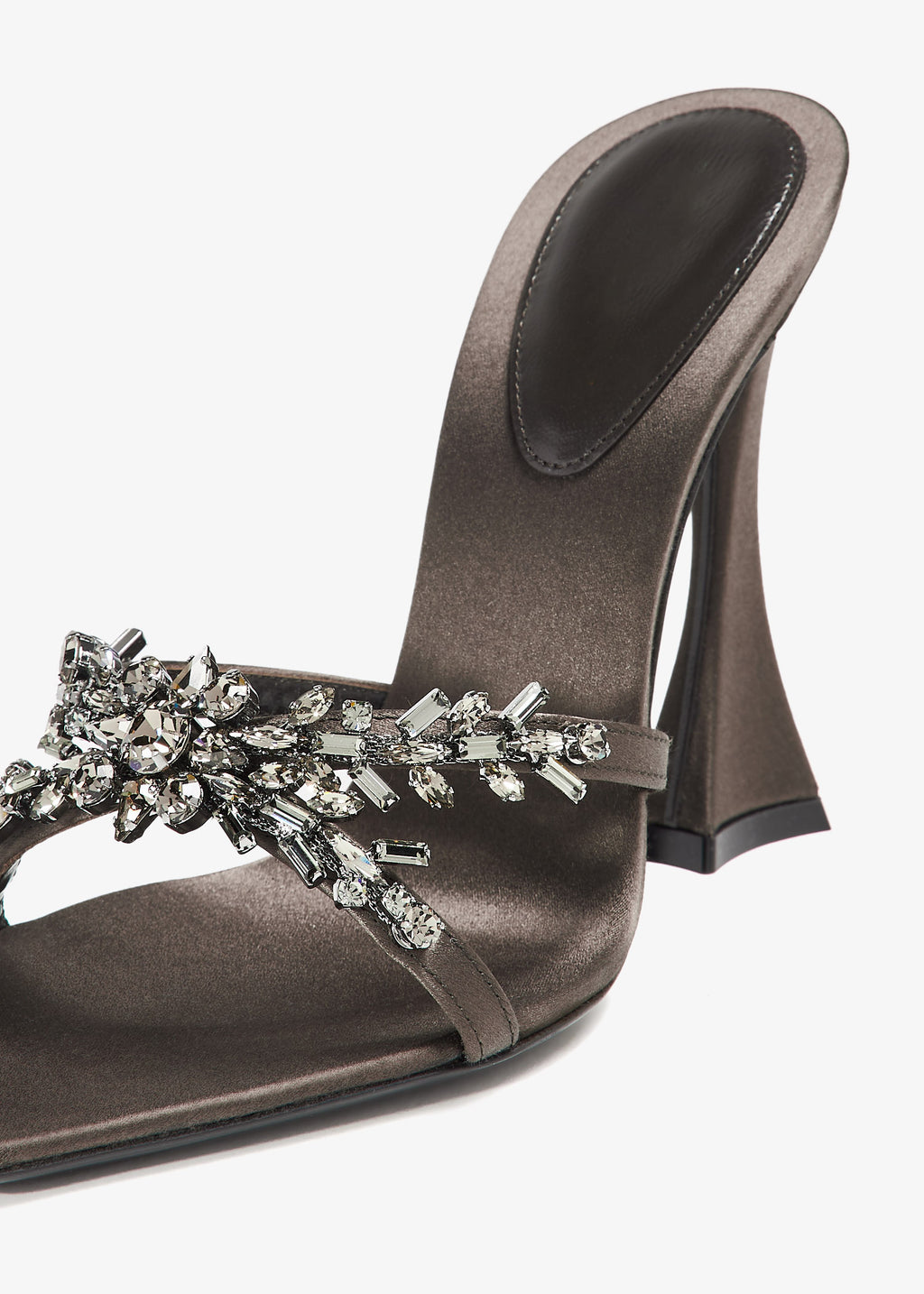 Ladies' Square-Toe Rhinestone High Heel Slides