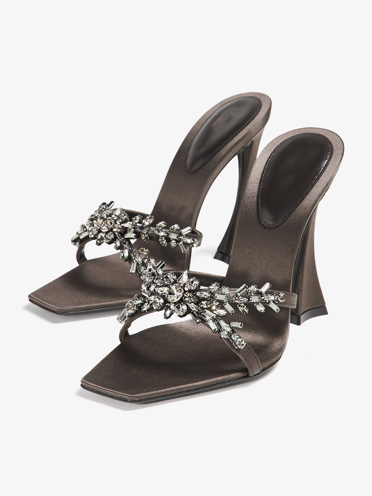 Ladies' Square-Toe Rhinestone High Heel Slides