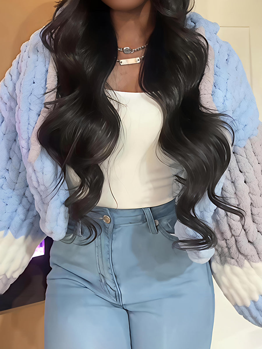 Fashion Hooded Knitted Cropped Cardigan