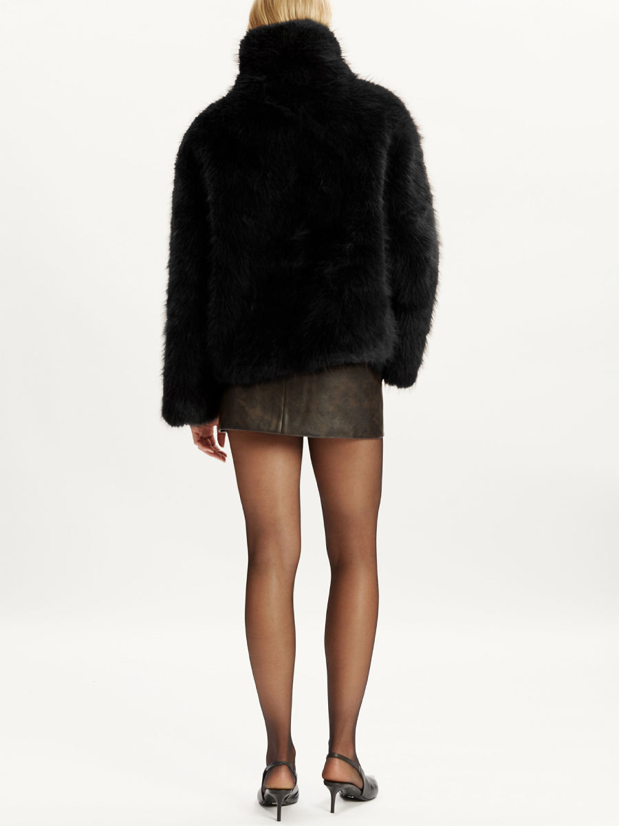 Faux Fur Cropped Pullover Jacket