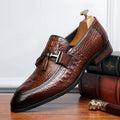 Textured Slip-On Dress Shoes With Metal Buckle