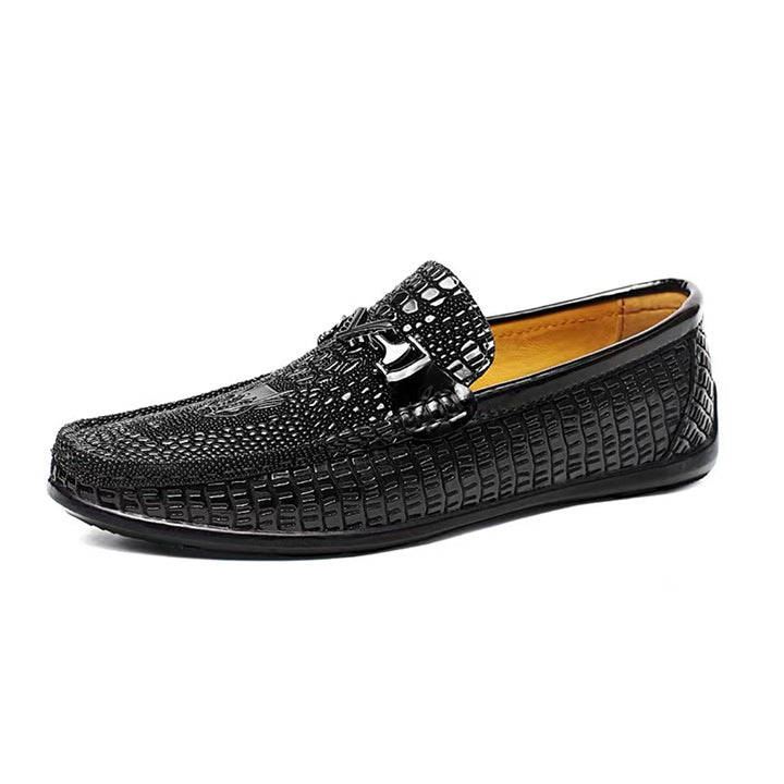 Men's Crocodile-Embossed Leather Loafers
