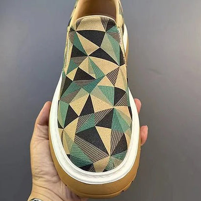 Men's Geometric Print Slip-On Platform Shoes