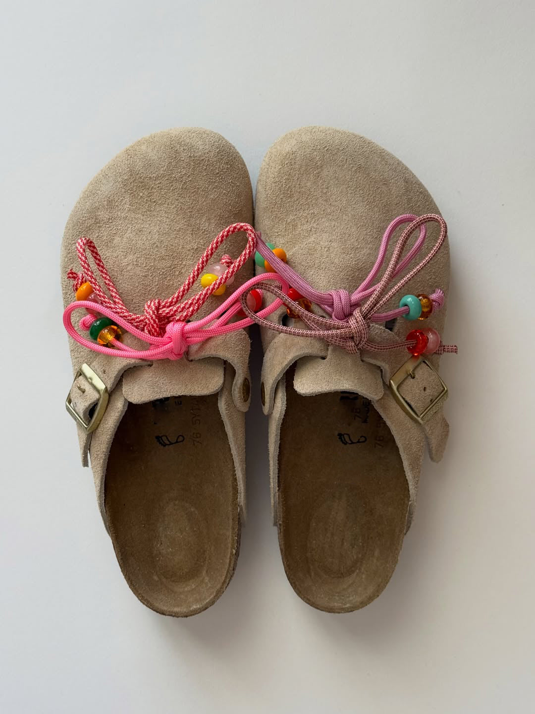 Women's Beaded Lace-Up Suede Clogs