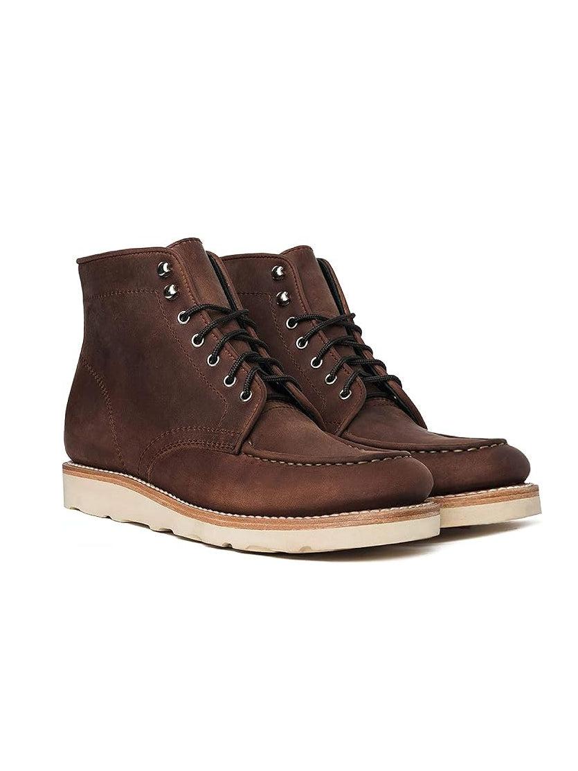 Moc-Toe Work Boots With Wedge Sole