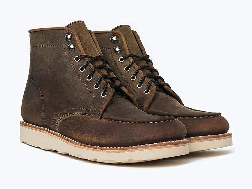 Moc-Toe Work Boots With Wedge Sole