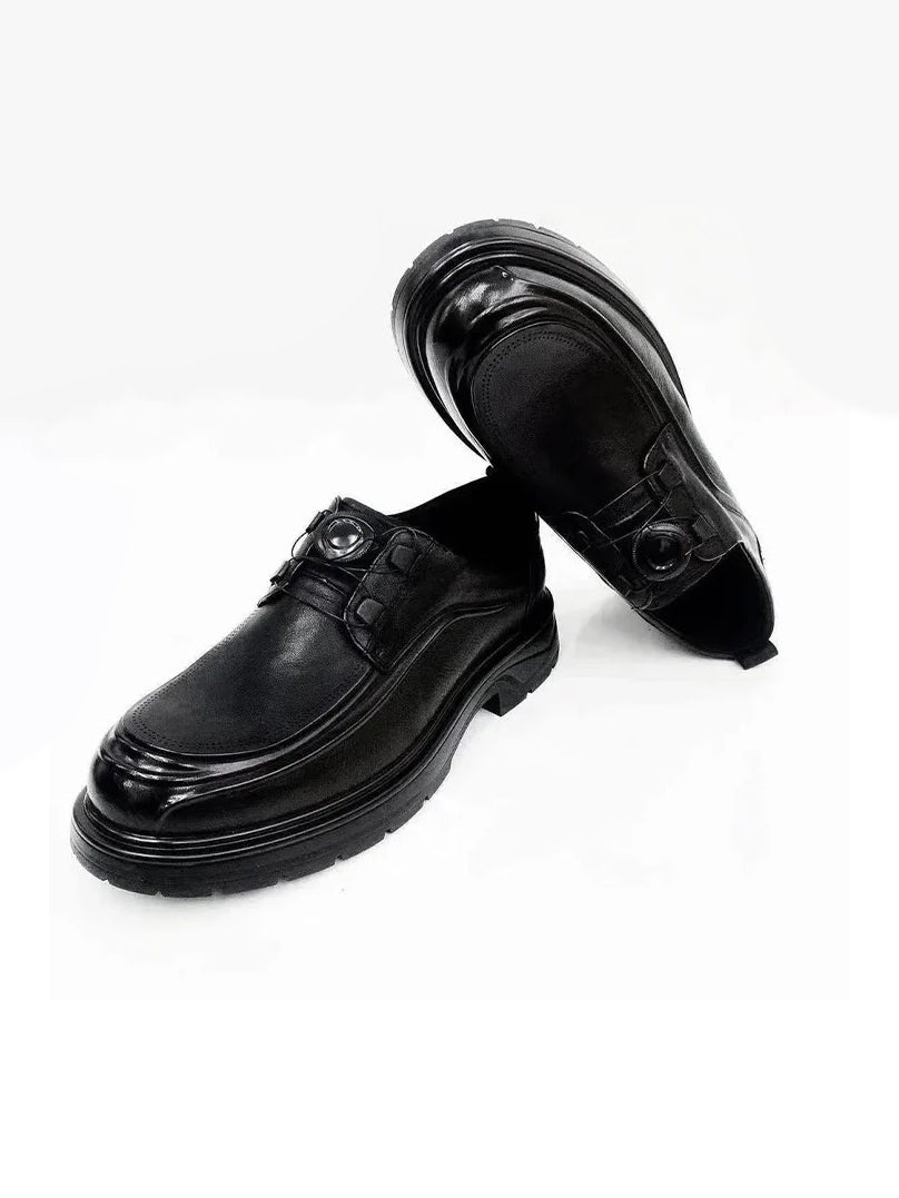 Men's Quick-Release Buckle Chunky Leather Shoes