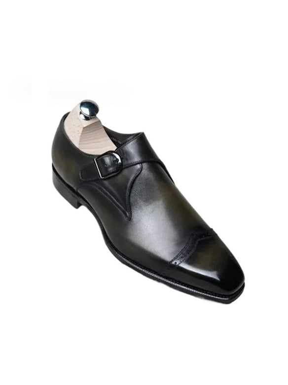 Cap-Toe Brogue Monk Strap Formal Footwear