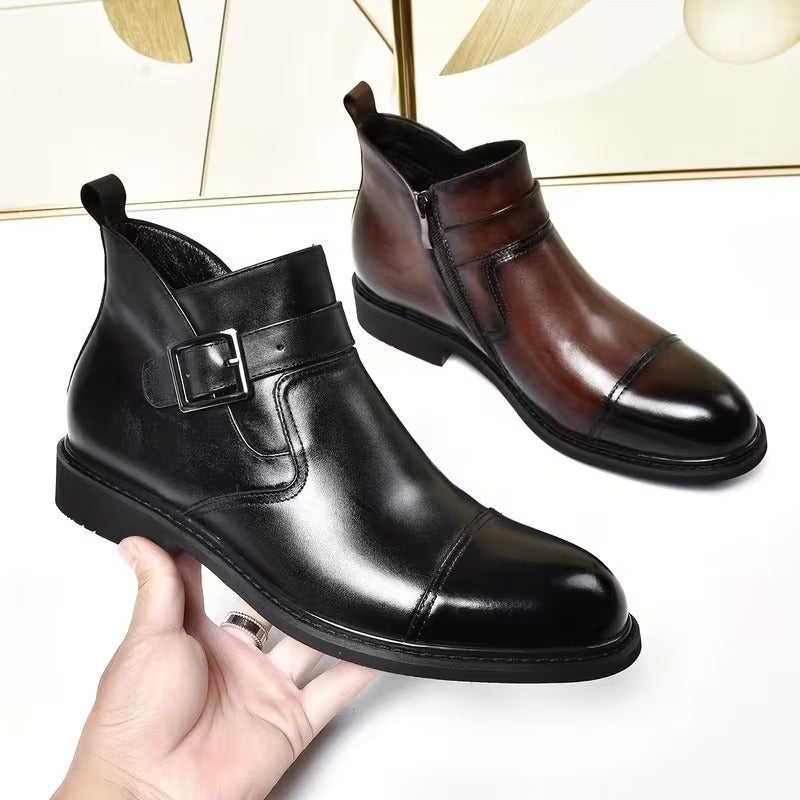 Hybrid Formal-Casual Buckle Boots