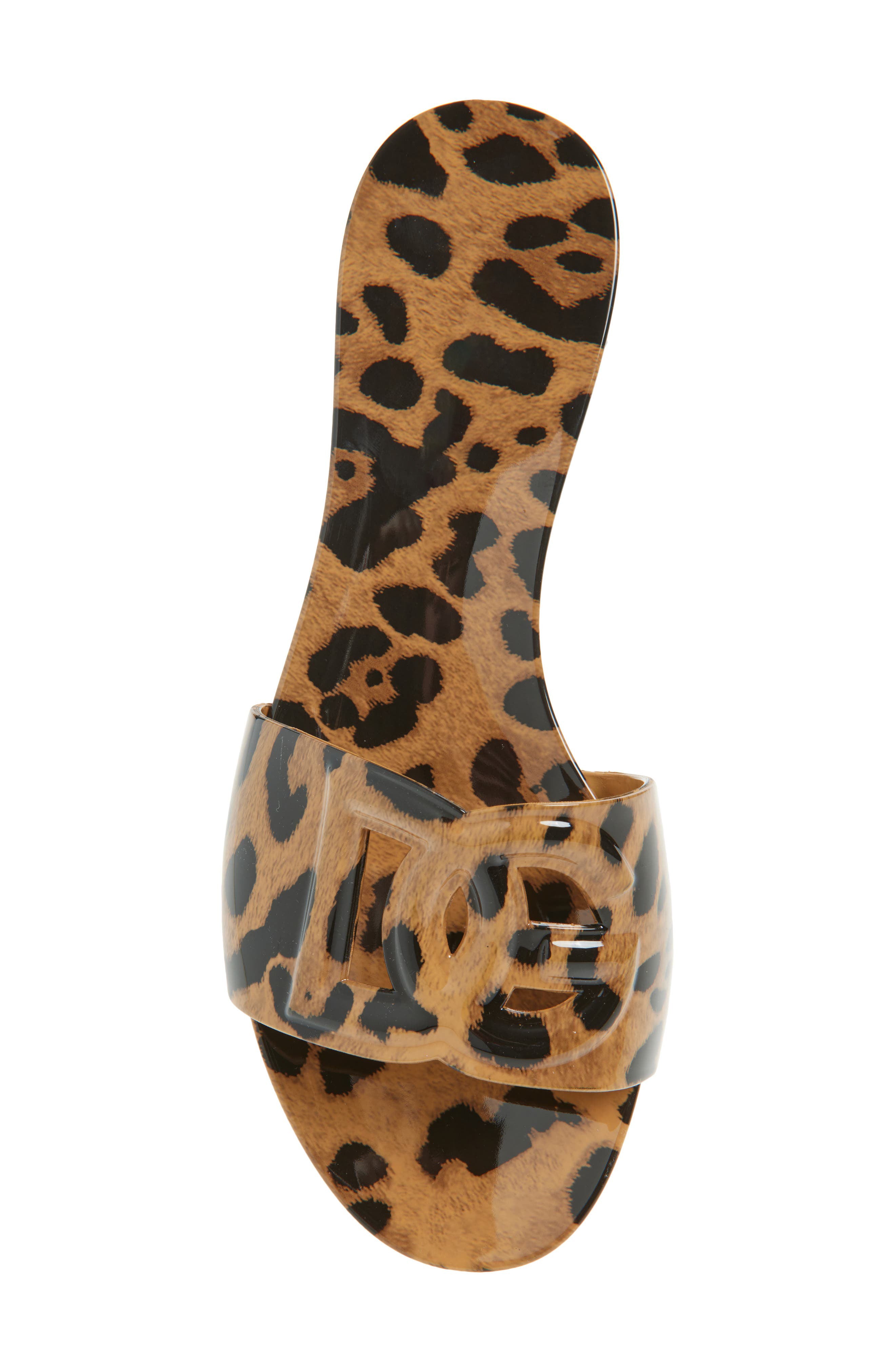 Ladies' Glossy Leopard Print Casual Pool Slides