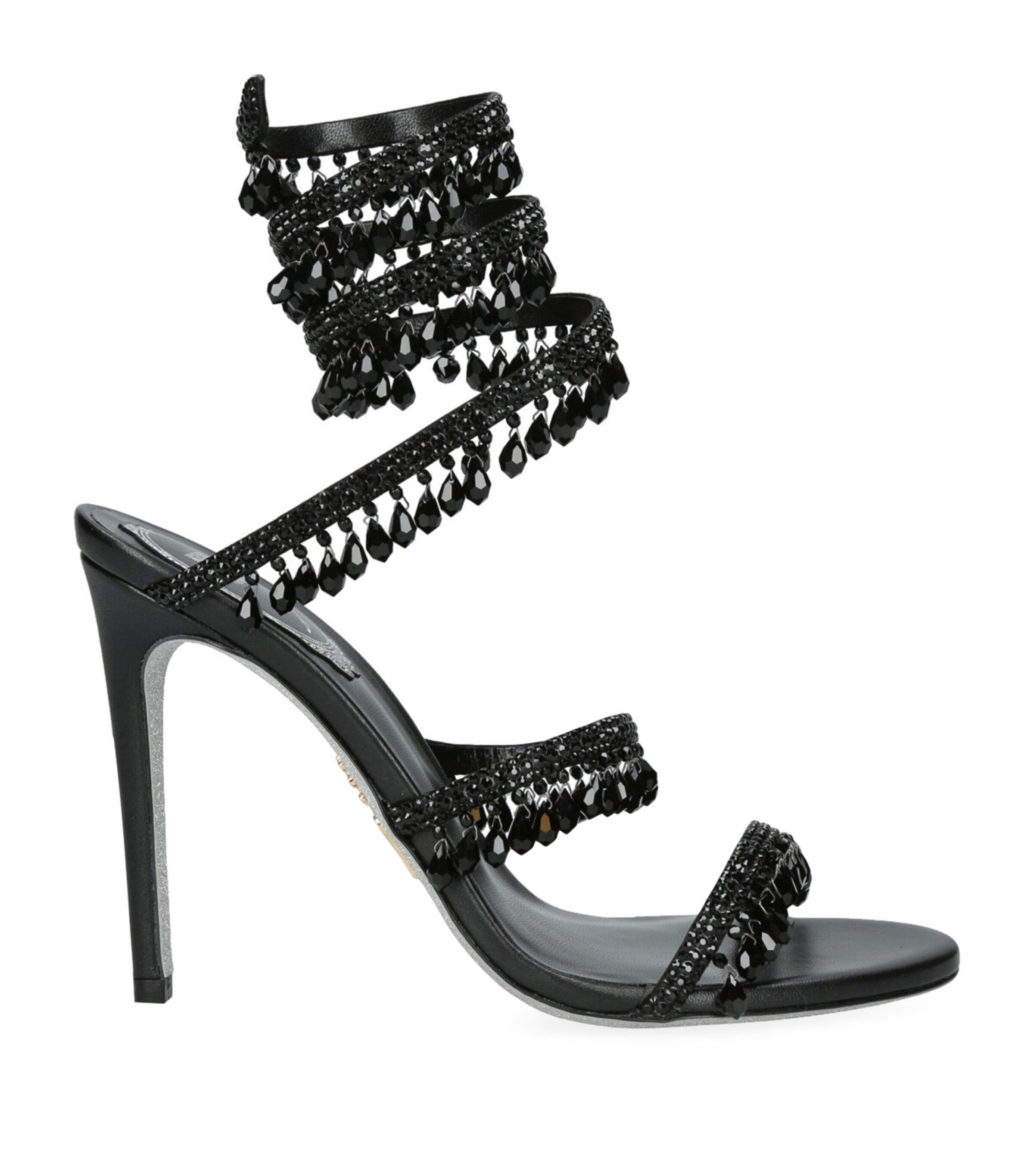Ladies' Crystal Fringe Spiral Wrap Stiletto Sandals