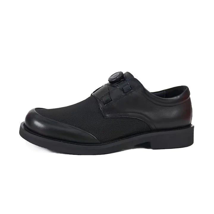Leather & Mesh Lace-Free Casual Shoes
