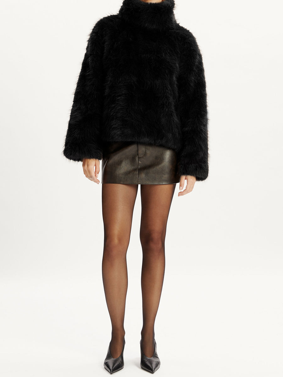 Faux Fur Cropped Pullover Jacket