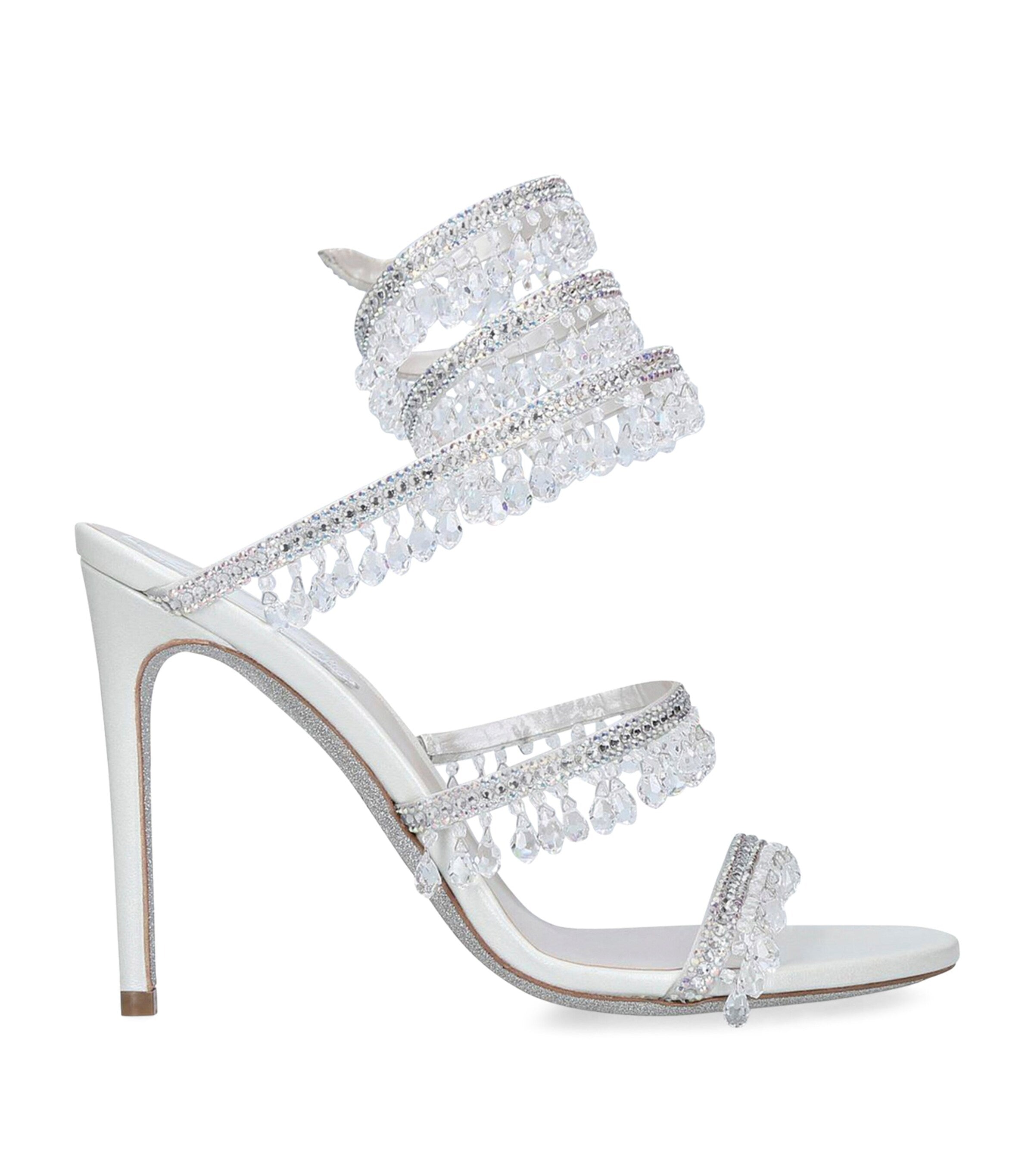 Ladies' Crystal Fringe Spiral Wrap Stiletto Sandals
