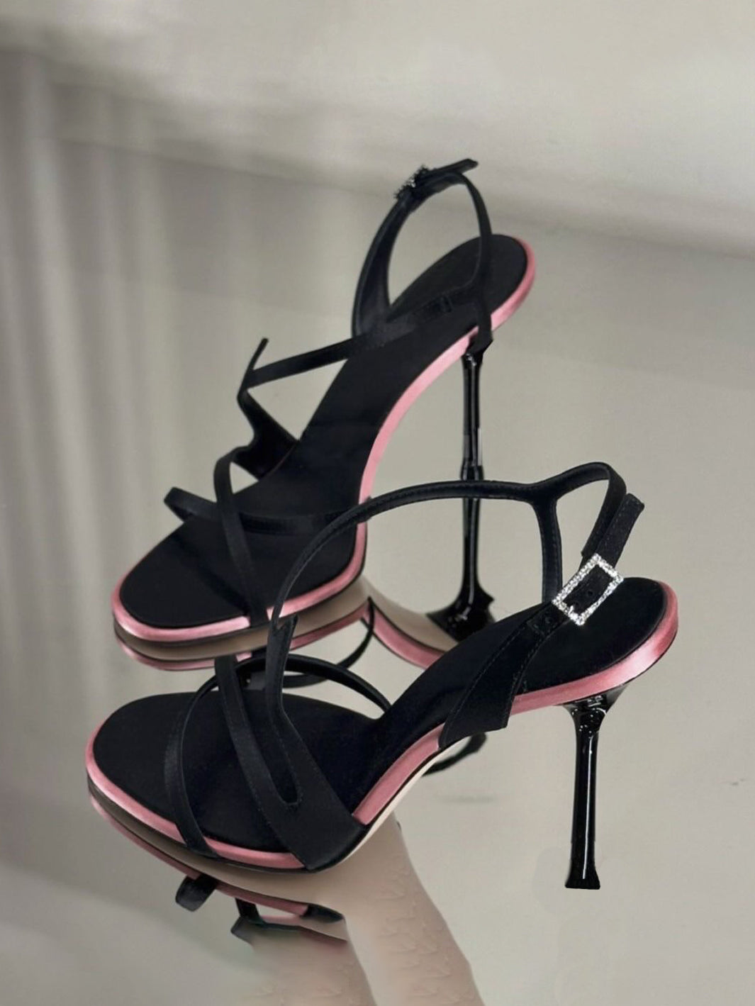 Ladies' Satin Crisscross Strappy Stiletto Heel Sandals