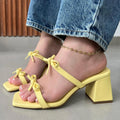 Ladies' Bow-Detail Block Heel Slide Sandals