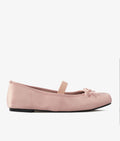 Satin Ruched Square-Toe Bow Single Strap Mary Jane Ballet Flats