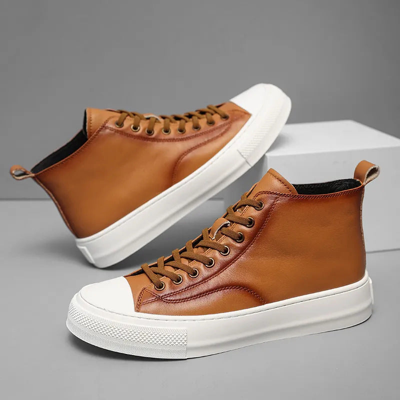 Men's Casual Mid-Top Lace-Up Leather Shoes