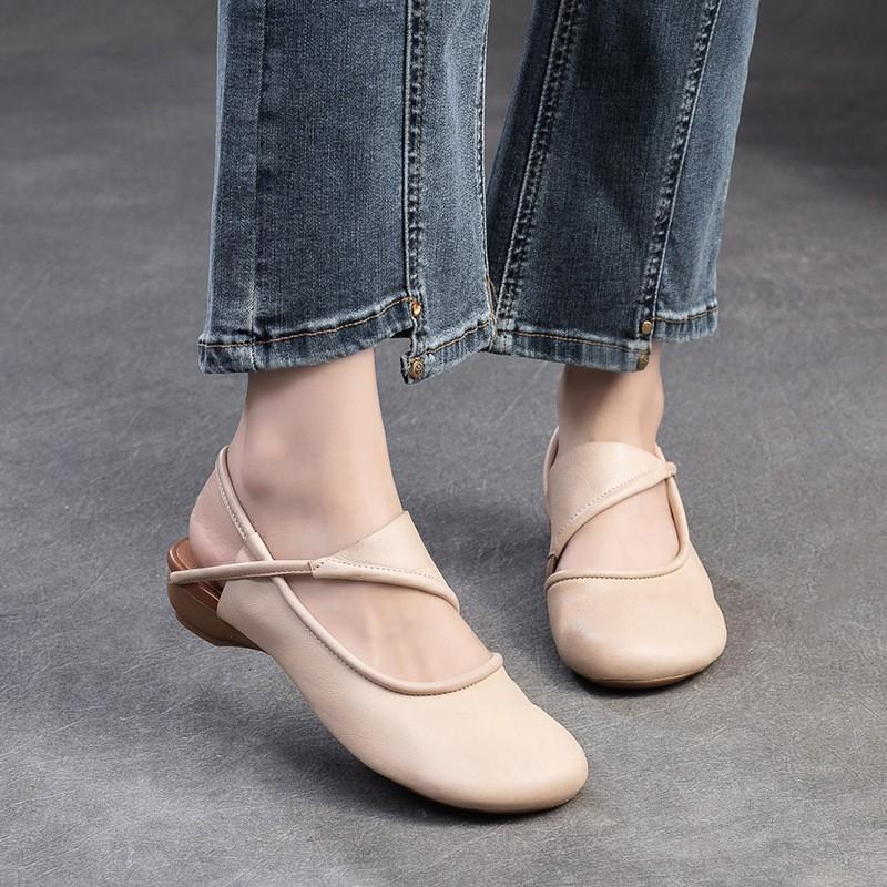 Ladies Soft Leather Slingback Mary Jane Flats