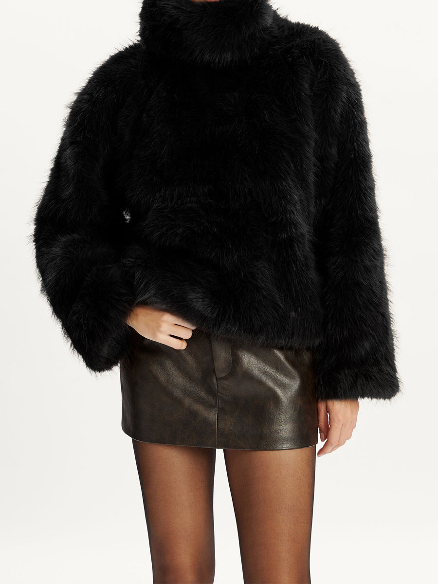 Faux Fur Cropped Pullover Jacket