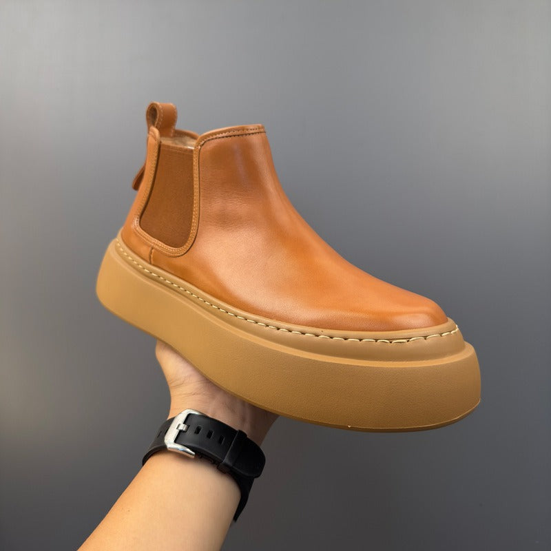 Platform Chelsea Boots With Contrast Stitching