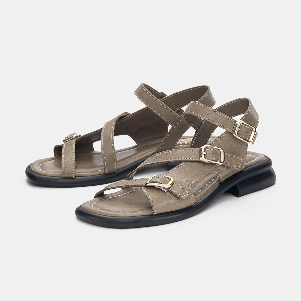 Ladies' Genuine Leather Multi-Buckle Adjustable Sandals