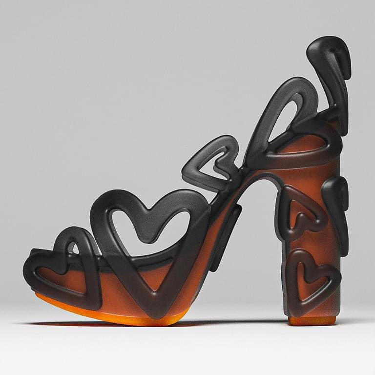 Ladies' Bold 3D Heart Design Open-Toe Heeled Sandals【Gradual Change】