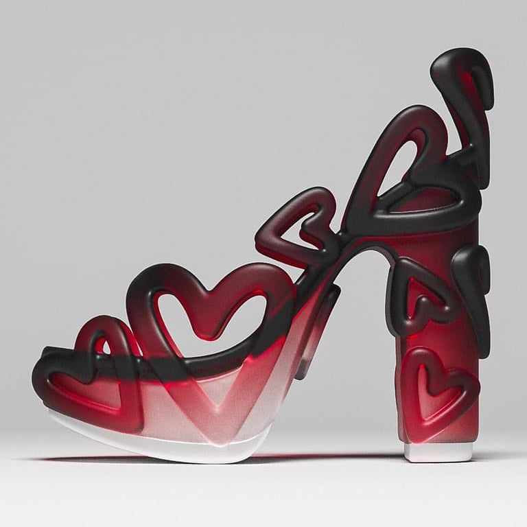 Ladies' Bold 3D Heart Design Open-Toe Heeled Sandals【Gradual Change】