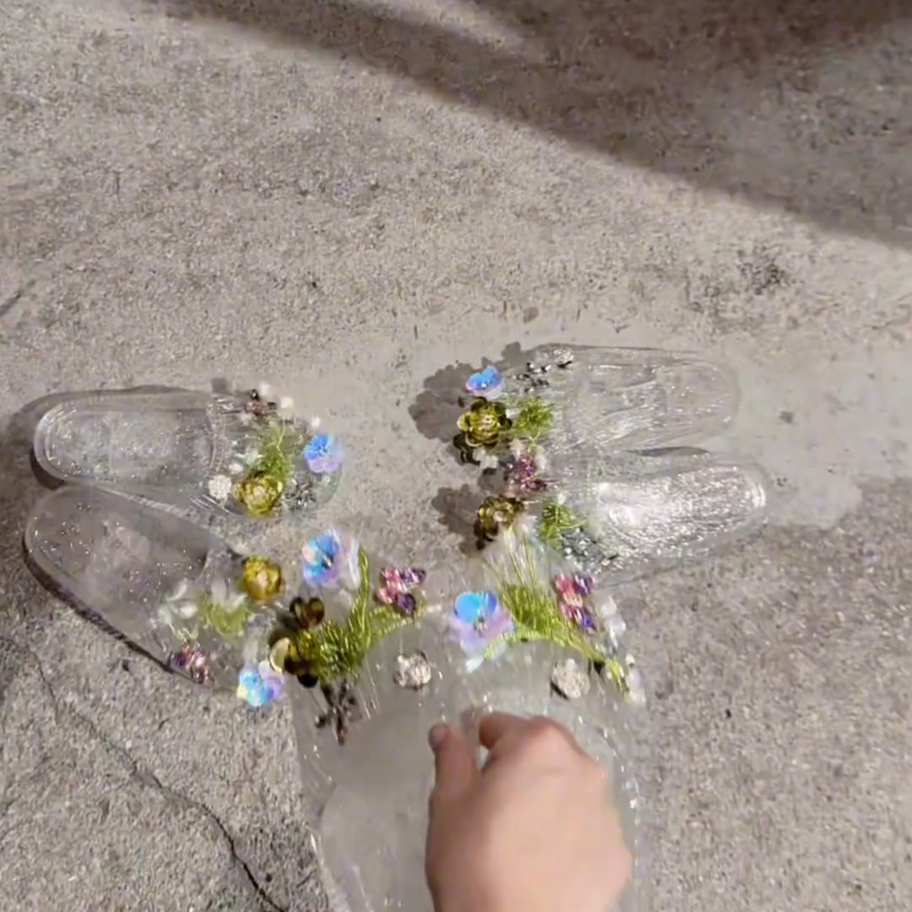 Women's Floral Embellished Jelly Slides