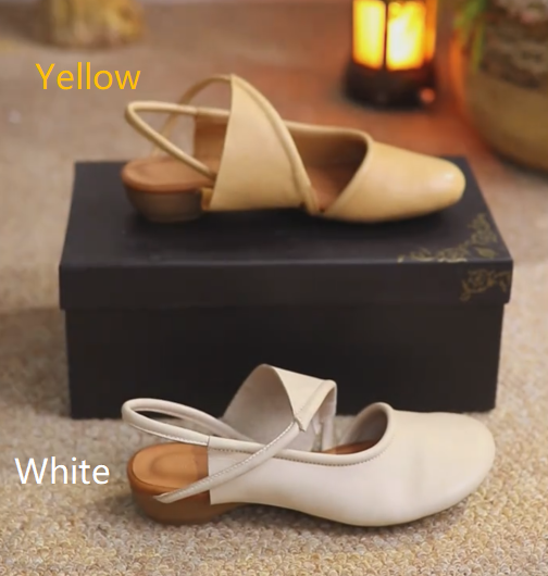 Ladies Soft Leather Slingback Mary Jane Flats