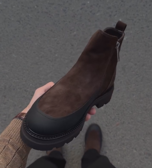 Brown & Black Two-Tone Chelsea Boots | Retro Workwear Style