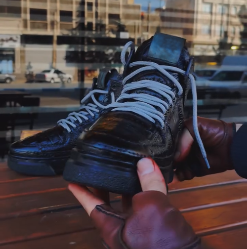 High-Top Textured Shoes | Luxe Retro Men’s Footwear