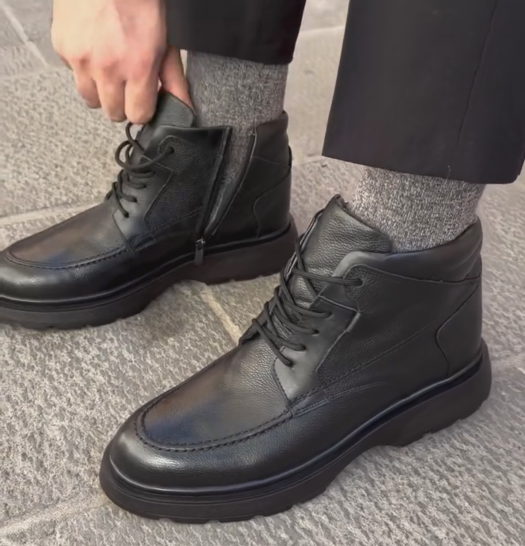 All-Black Leather Ankle Boots | Men’s Versatile Work & Casual Footwear