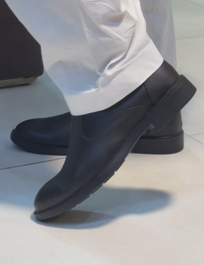 Black Leather Side-Zip Chelsea Boots