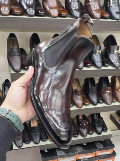 Patent Leather Chelsea Ankle Boots