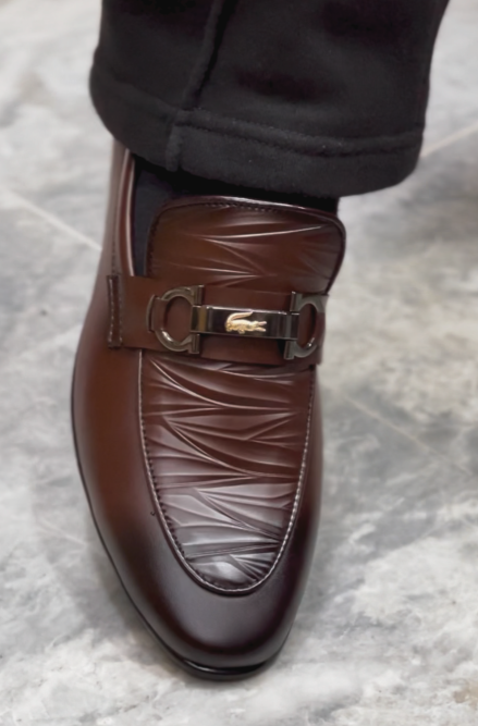 Wrinkled Leather Horsebit Loafers