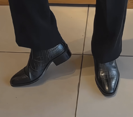 Croc-Embossed Leather Chelsea Boots