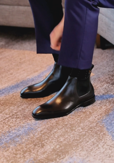 Minimalist Polished Leather Chelsea Boots