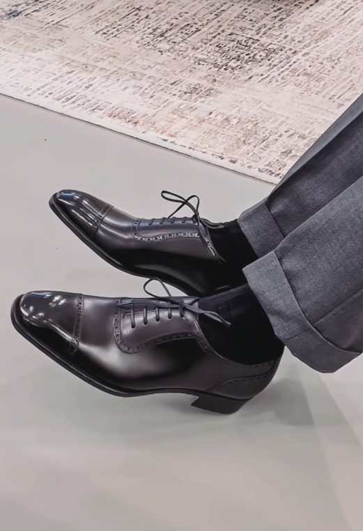 Polished Cap-Toe Quarter Brogue Oxfords