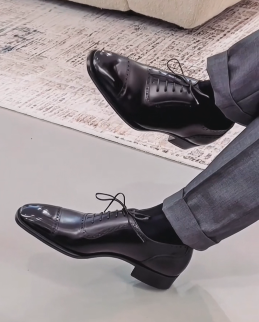 Polished Cap-Toe Quarter Brogue Oxfords