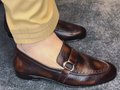 Textured Leather Slip-On Dress Shoes