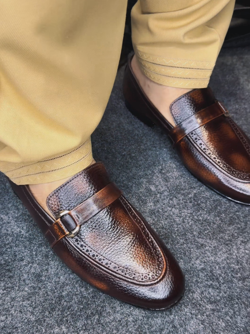 Textured Leather Slip-On Dress Shoes