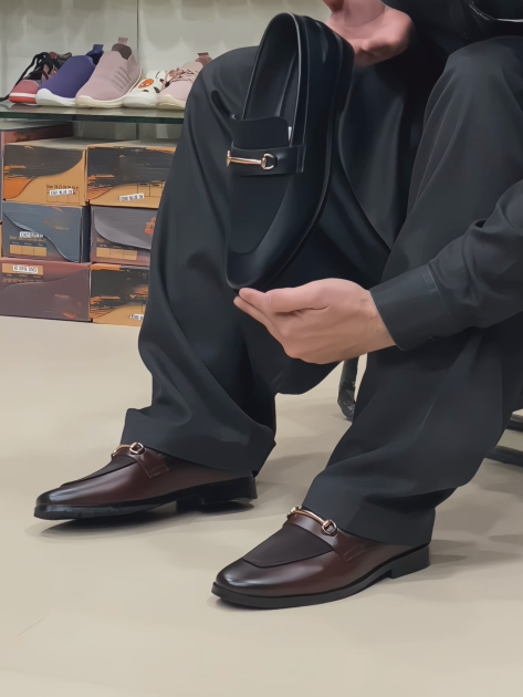 Leather & Fabric Slip-On Dress Shoes
