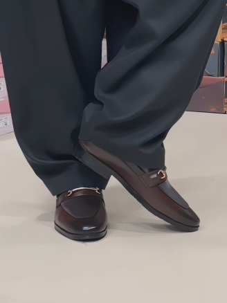 Leather & Fabric Slip-On Dress Shoes