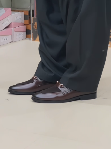 Leather & Fabric Slip-On Dress Shoes